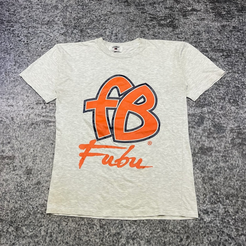 VTG FUBU T Shirt Mens‎ XL Gray Double Sided Made In USA Streetwear Hip-Hop 90s